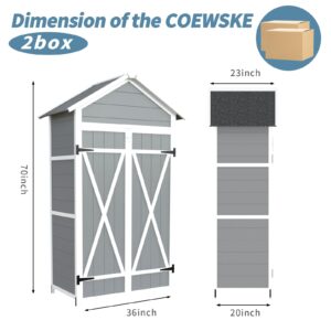 COEWSKE Outdoor Storage Shed, Small Tool Storage Cabinet, Waterproof Weather Resistant Wood Storage House Lockable with Floor for Backyard, Garden, Patio