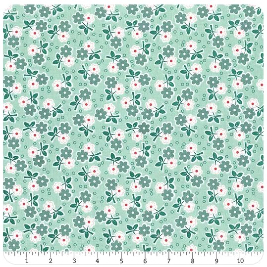 Lori Holt Bee Vintage Alice Sea Glass Cotton Fabric, Cut by The Yard