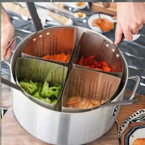 5-Piece Vegetable and Pasta Cooker Set with 20 Qt. Aluminum Pot and 5 Qt. Stainless Steel Inserts Strainer Baskets, pasta pot with strainer baskets to cook multiple servings at once