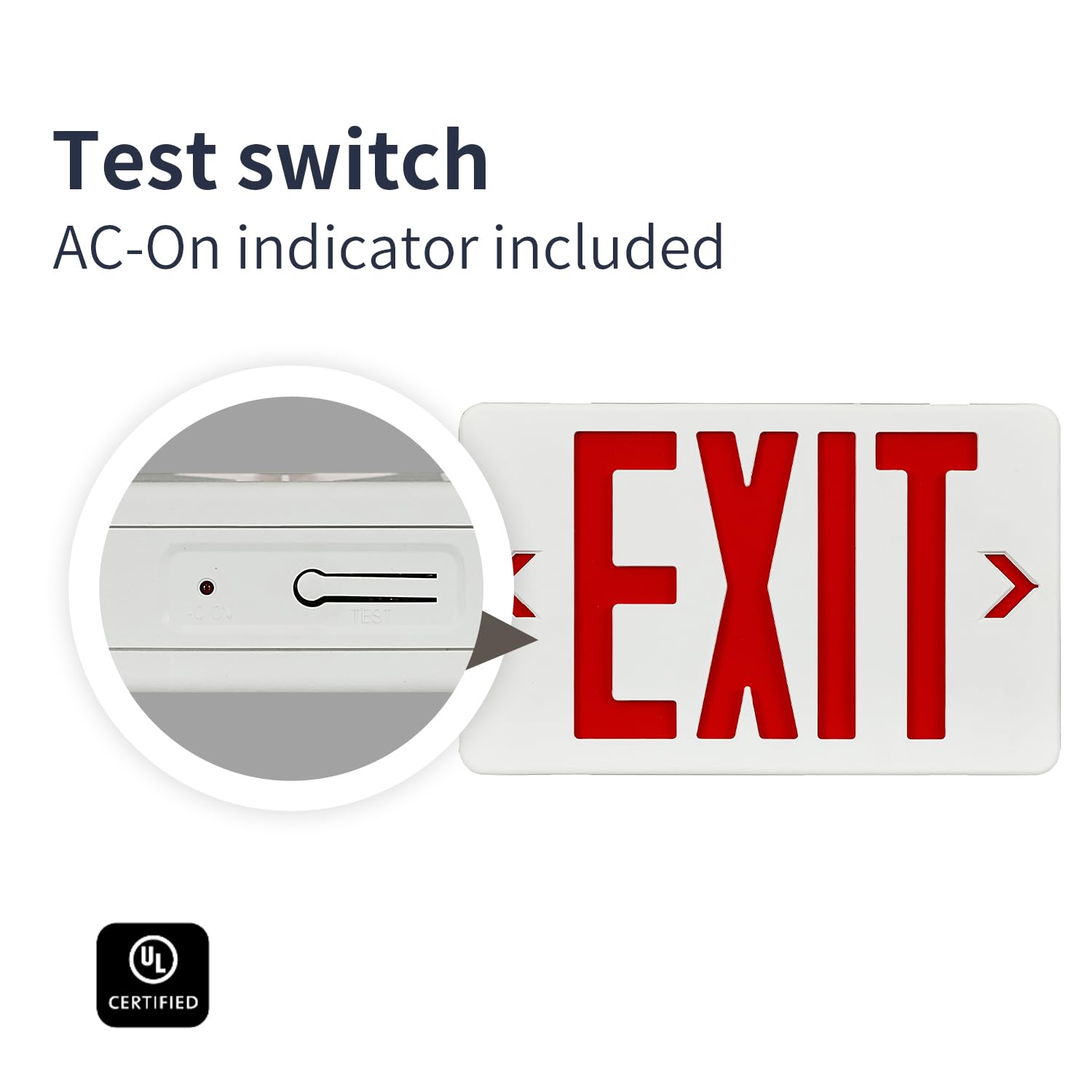 LEDONE Red Exit Sign, LED Emergency Exit Light with Battery Backup, Double Face, 120-277v, Damp Location, Hardwired Red Letter Exit Lights, UL 924 Title 20 Listed, 1PK