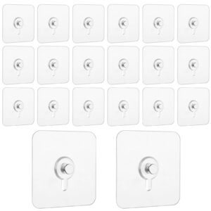 20pcs heavy duty adhesive hooks picture hangers without nails waterproof single nail free wall hangers reusable screw free sticker no damage wall hooks hanging for kitchen bathroom home office key