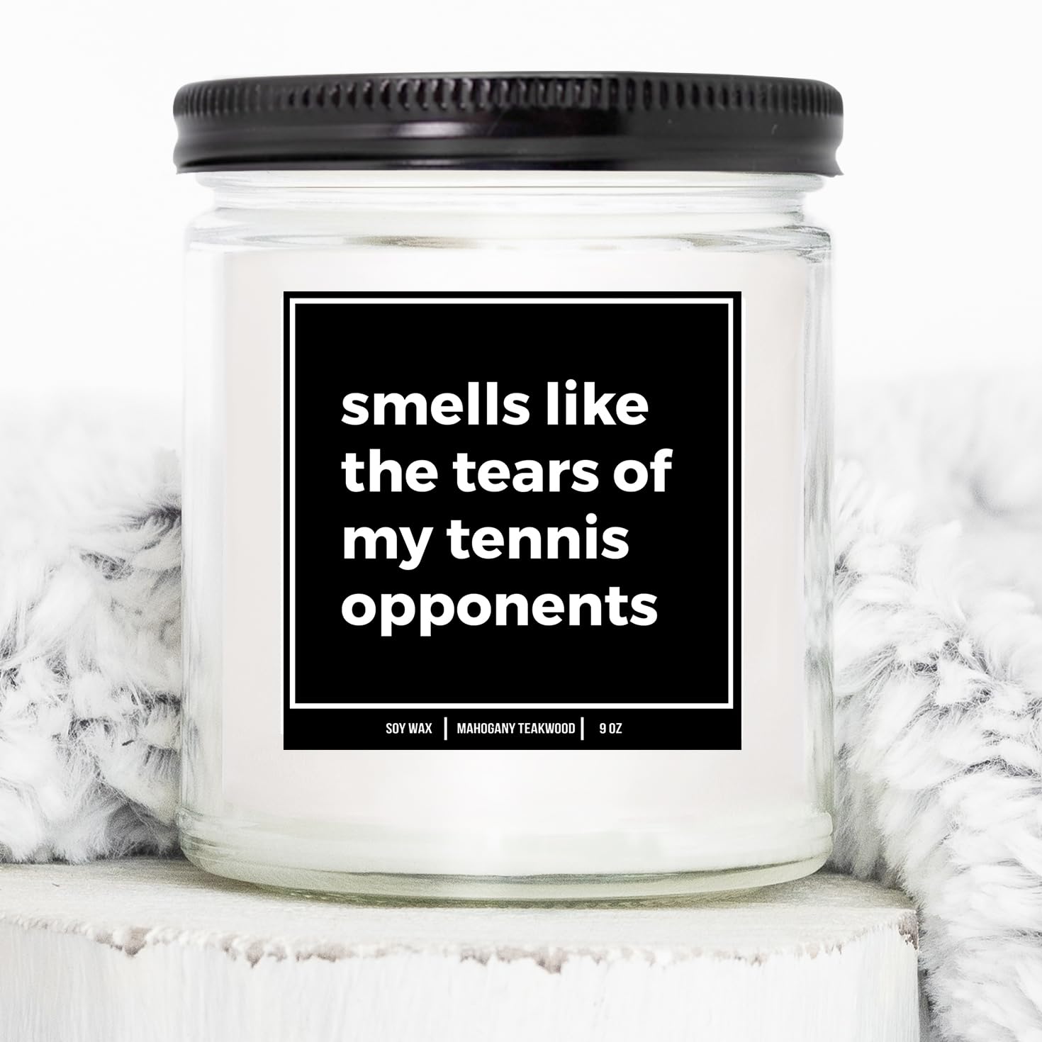 YouNique Designs Funny Tennis Gifts 9oz Candle, Gifts for Tennis Players, Gifts for Tennis Lovers- Cute Tennis Gifts for Women, Men - Tennis Themed Gifts, Tennis Gift Ideas (Mahogany Teakwood)