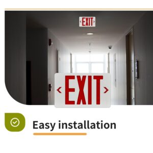 LEDONE Red Exit Sign, LED Emergency Exit Light with Battery Backup, Double Face, 120-277v, Damp Location, Hardwired Red Letter Exit Lights, UL 924 Title 20 Listed, 1PK