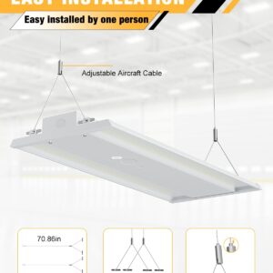 JC-LGL 210W LED Linear High Bay Light with PIR Sensor，LED High Bay Shop Lights Fixture, Compatible with Industrial 120-277V, LED Linear High Bay Light for Shop Garage Warehouse