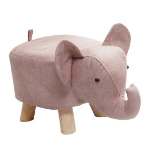 animal footstool elephant bench, portable shoes changing cute storage, wood ottoman stool sofa tea stool for decor, bedroom, living rooms indoor, pink