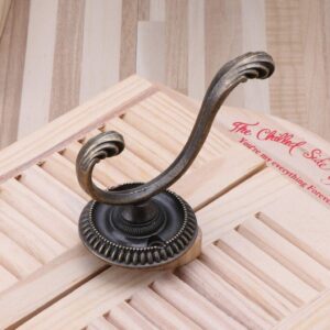 WBANGIAO Heavy Duty Wall Hooks Antique Hanger Sturdy Decorative Coat Racks Alloy Double Hook for Hanging Hats Towels Keys.Black