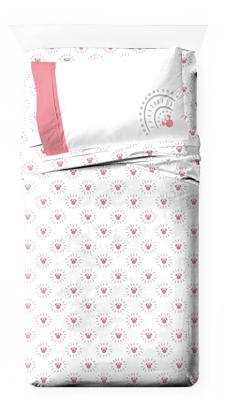 Jay Franco Disney Minnie Mouse Twin Sheet Set - Super Soft Pink Mandala 3 Piece Bedding Set - Kids Microfiber Sheets Includes Reversible Pillow Covers