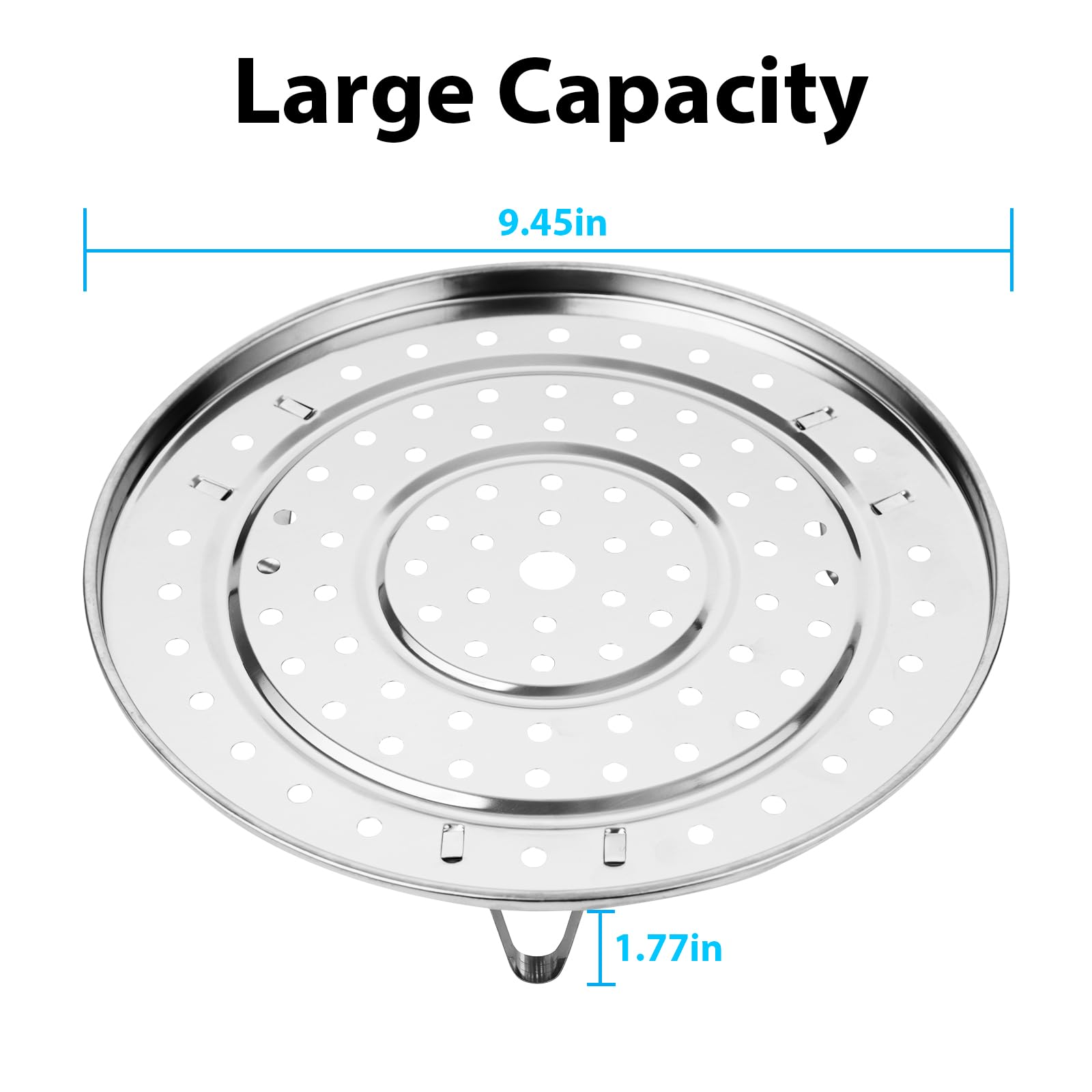 yiqqplos Premium Steamer Rack Stainless Steel Removable Leg Steamer Basket & Canning Rack for Pot, Pressure Canner, and Steamer Pot Pans (9.45 Inch)