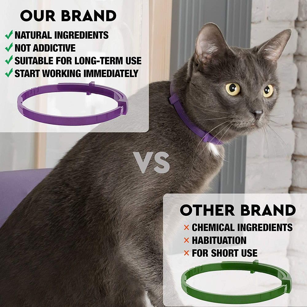 4 Pack Calming Collar for Cats, Cat Calming Collar, Cat Pheromone Collar for Anxiety & Stress Relief, Adjustable Calming Cat Collar, Helps with Pee, Behavior Issues, Relaxing & Comfortable (Purple)