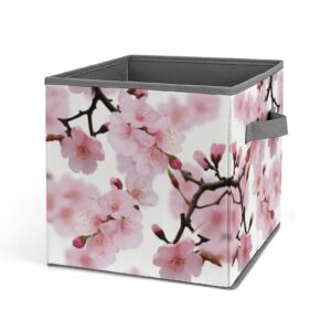 cherry japanese cherry blossom printing storage basket folding storage bins fabric cube organizer with handle for closet utility room