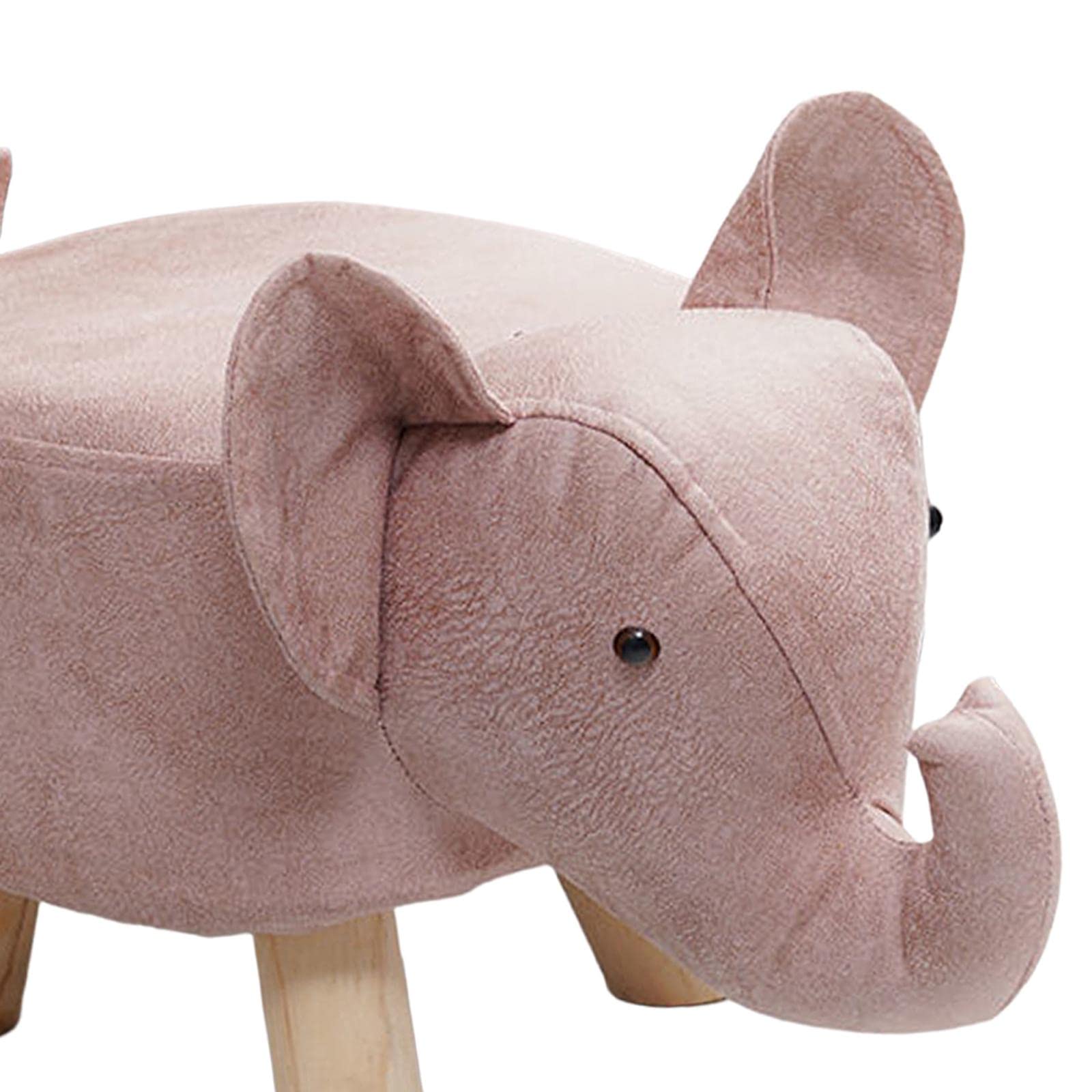 Animal Footstool Elephant Bench, Portable Shoes Changing Cute Storage, Wood Ottoman Stool Sofa Tea Stool for Decor, Bedroom, Living Rooms Indoor, Pink