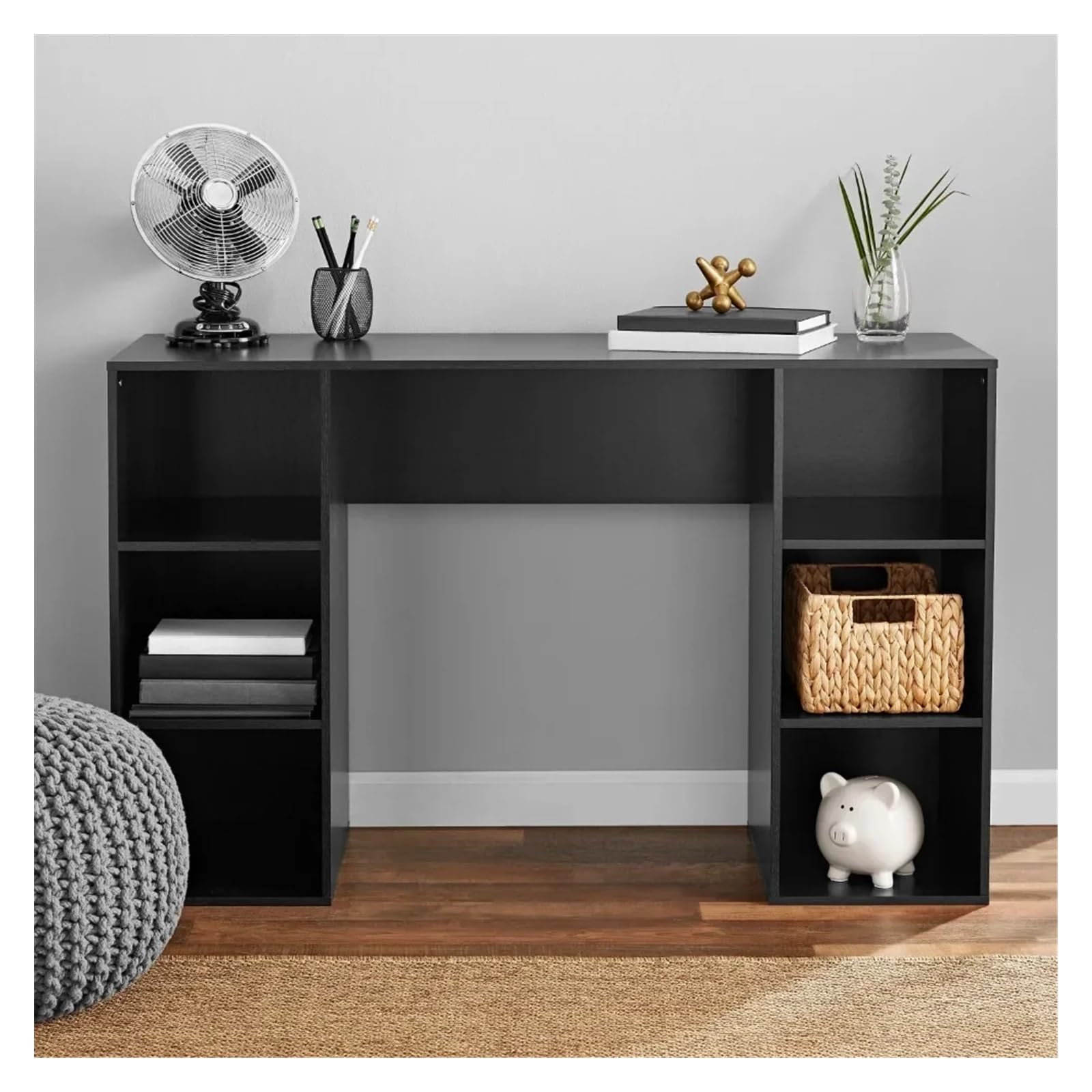 Table, 6-Cube Storage Computer Desk, White(Black)