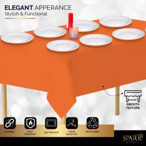 Amcrate Rectangular Plastic Black Orange Reusable Tablecloth Cover Pack of 2 - Ideal for Halloween Party, Weddings, Party’s, Birthdays, Dinners, Lunch’s, Or for Any Tableware Use, (54" x 108")