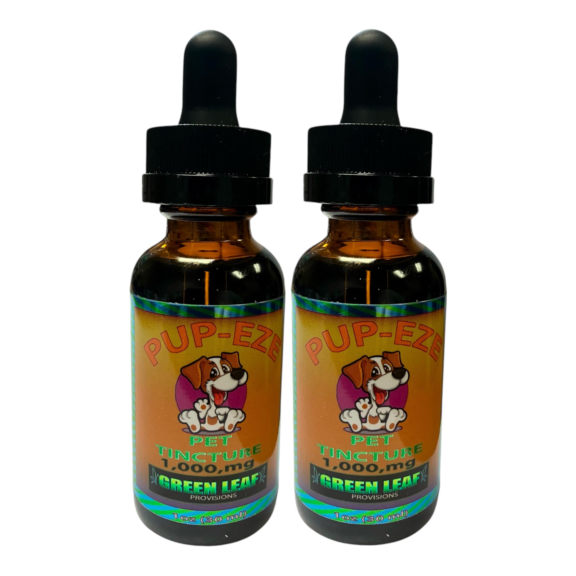 PUP-EZE Hemp Oil Pet Tincture, for Dogs and Cats, (2 Pack) Can Help with Anixeity, Stress,Pain, Arthritis,Stress Management and Joint Pain. Proudly Made in The USA 1000mg Hemp, (2) 1 oz 30 ml Bottles