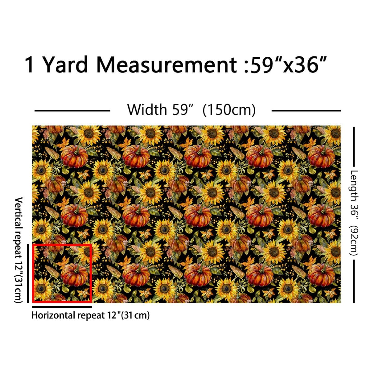 Feelyou Fall Pumpkin Fabric by The Yard Kids 2 Yard Happy Fall Y'all Waterproof Outdoor Fabric for Boys Girls Decor Thanksgiving Decor Upholstery Fabric for Chairs Sunflower Reupholstery Fabric Decor