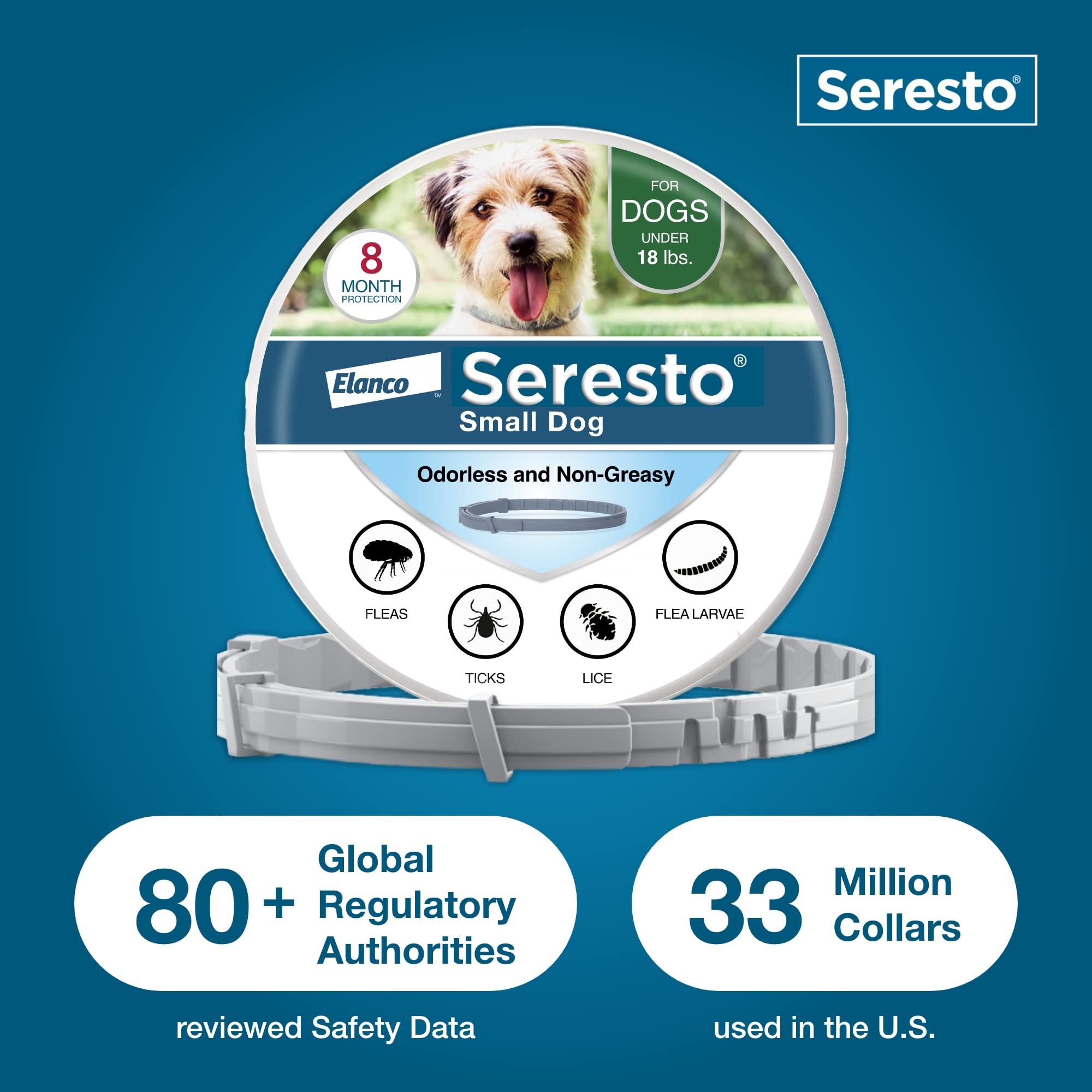 Bundle of Seresto Small Dog Collar for Dogs Under 18 lbs. + Pet Protect Probiotic Dog Supplement Oral Gel 32g