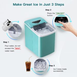 rosmena Ice Maker Countertop, 30lbs/24H Ice Maker Machine, 9 Cubes in 6 Mins, Self-Cleaning Ice Makers with Basket and Scoop, Portable Small ice Maker, 2 Sizes of Bullet Ice for Home Kitchen Office