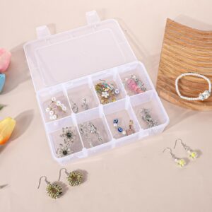 Plastic Organizer Box Bead Organizer Clear Snackle Box Container with Dividers 8 Grid Organizer Small Tackle Box Craft Storage Box for Tapes Jewelry Candies Snacks Small Parts