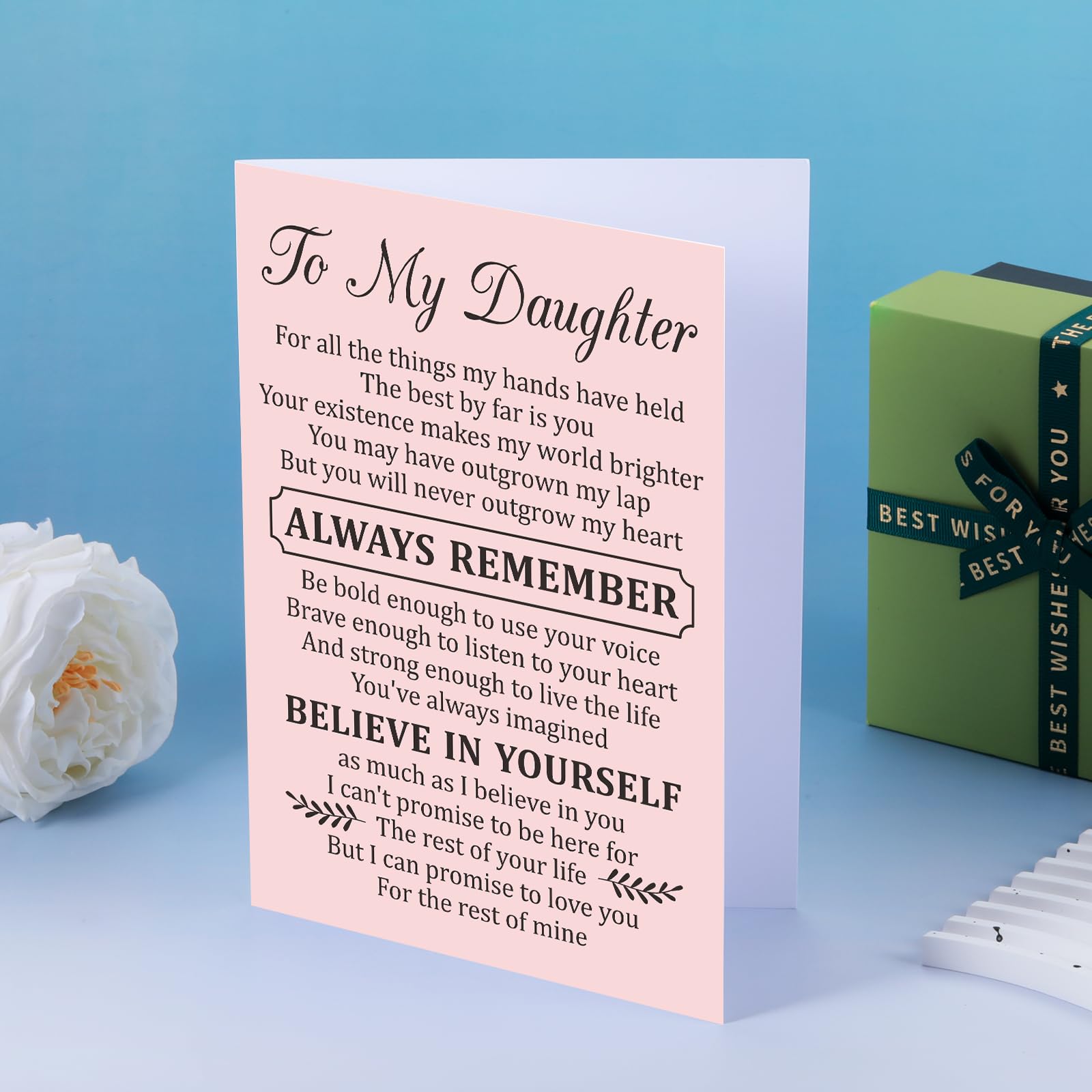 Daughter Birthday Card from Mom Gifts for Adult Her Christmas To My Daughter Gifts from Dad Mom Anniversary Valentine's Day Inspirational Greeting Cards for Kids Teen Girls Back To School Graduation