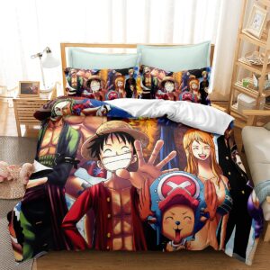 cute cartoon one bedding set 3d printed soft duvet comforter cover bedroom anime decor gifts for adults.piece 3 piece with 1 duvet cover and 2 pillowcase great match with any home decor(twin)