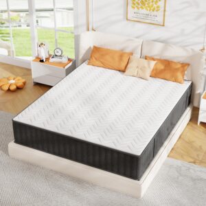 pengucool 10 Inch Mattress Queen, Memory Foam Mattress in a Box, Cooling Charcoal Medium Firm Mattresses for Back Pain Relief, CertiPUR-US, Fiberglass Free & Support Comfort