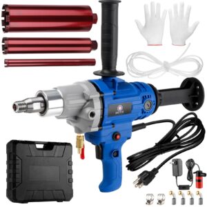 diamond core drilling machine,wet & dry handheld concrete core drill rig,1900rpm 1-1/4" thread core drill rig with water pump water pipe for concrete brick stone block,with 1.25in/2.5in/4in drill bits