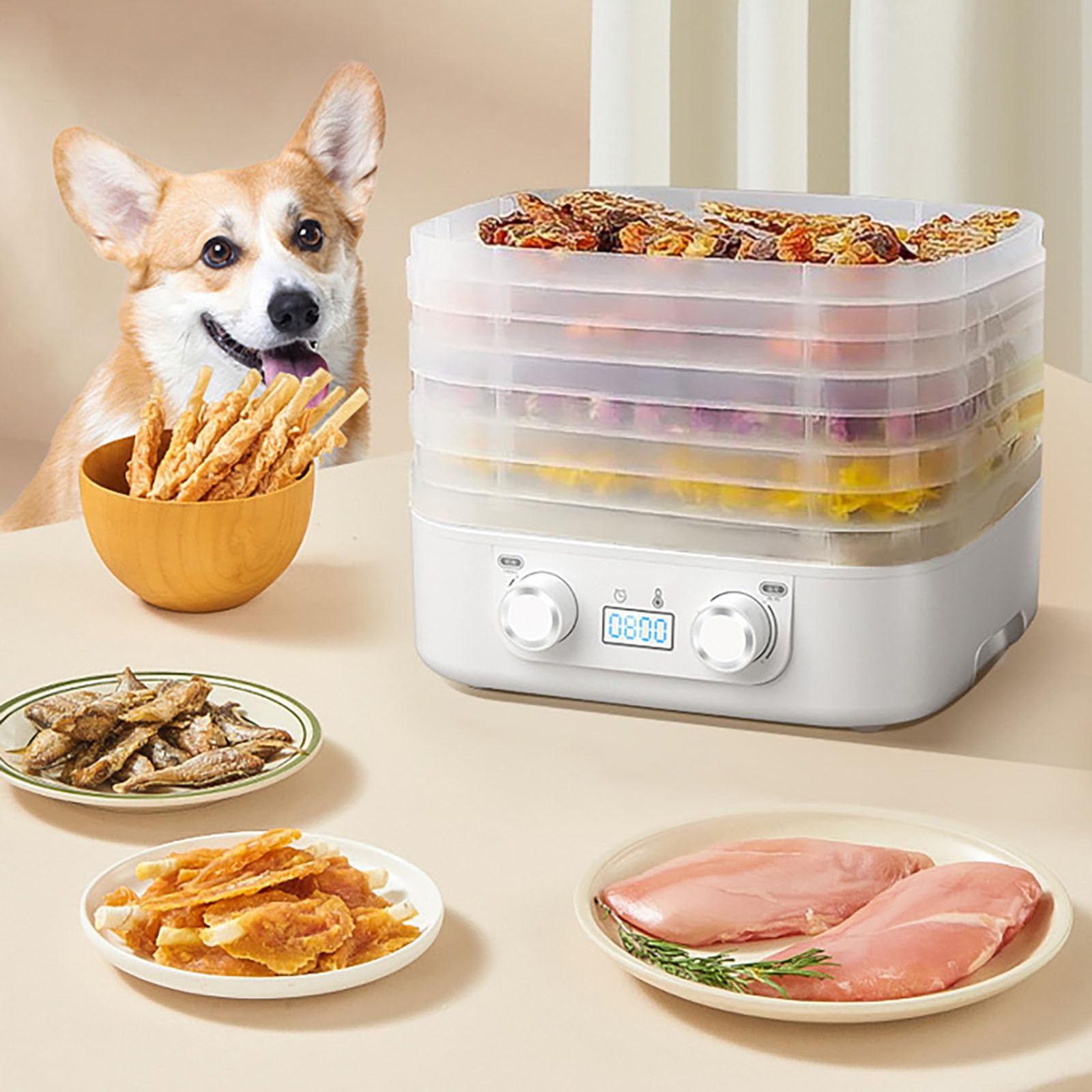 Food Freeze Dryer Machine for Home, Dryer Machine for Candy and Snacks, Food Dehydrator Machine with Digital Adjustable Timer and Temperature Control, for Beef Fruits Meat Vegetables (Blue)