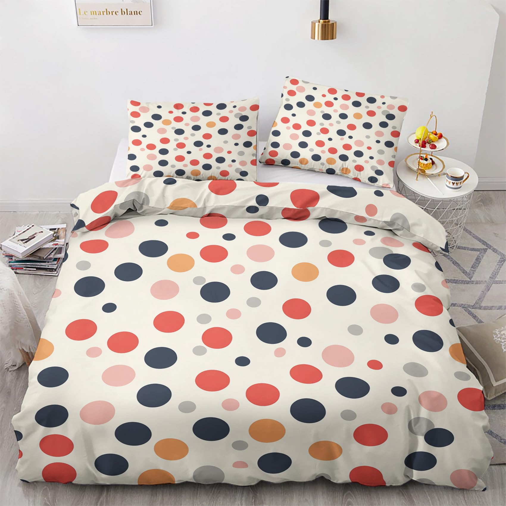 Quzepzarl Polka Dot Duvet Cover Queen Size, Colorful Circle Bedding Set 3 Pieces with Zipper Closure, Modern Art Comforter Cover Soft Microfiber 1 Duvet Cover 90" x 90" and 2 Pillow Shams