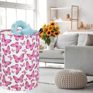 HIYAGON Butterfly Baby Laundry Basket Baby Hamper for Nursery Girl Kids Pink Hamper Cute Kids Toys Storage Bin Organizer Animal Room Decor for Home(Butterfly)