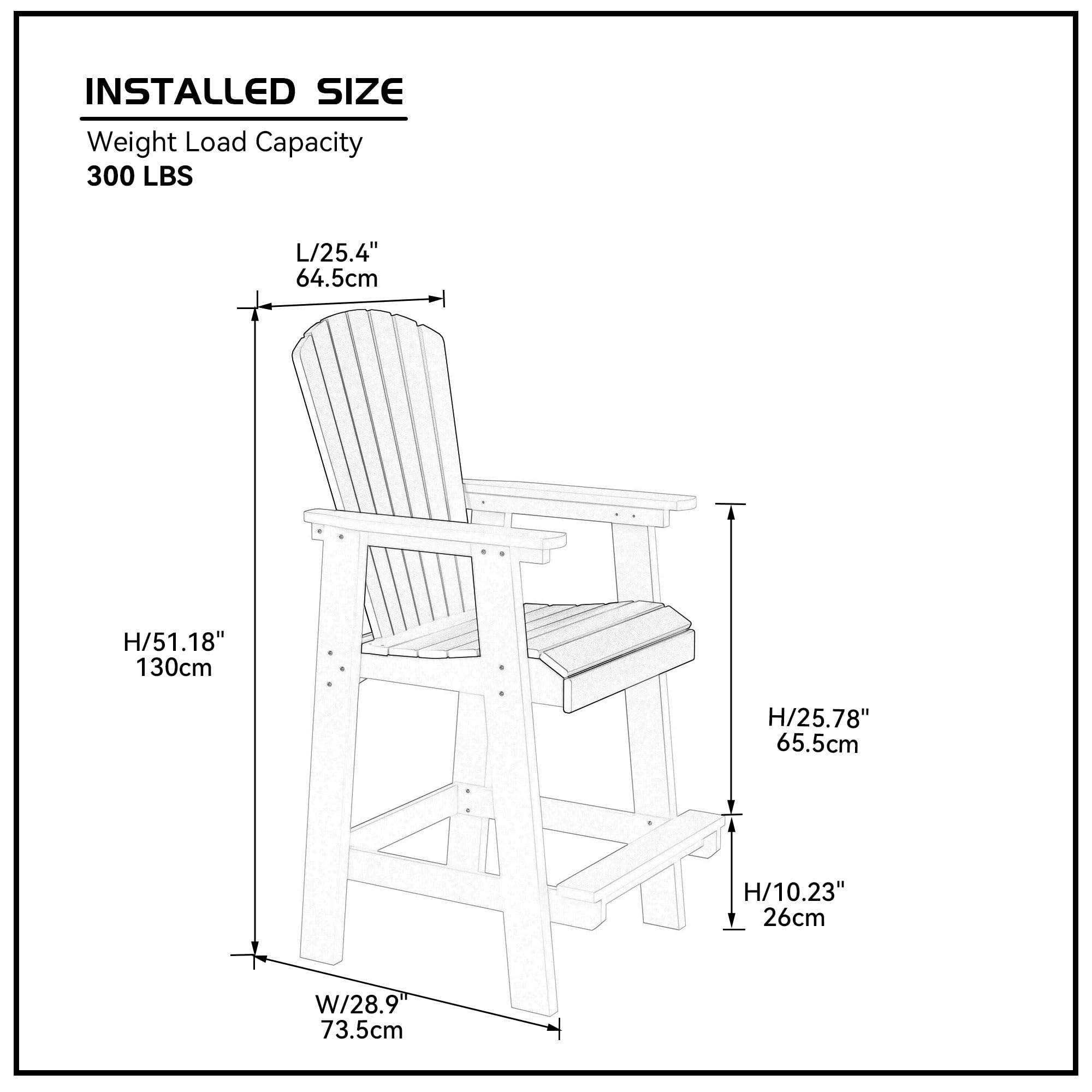 JURMALYN Outdoor Tall Adirondack Chairs Set of 2, Patio Bar Stool Chair with High Back, Widened Arms, All-Weather Balcony Chair for Backyard, Garden, Yard (White & Grey)