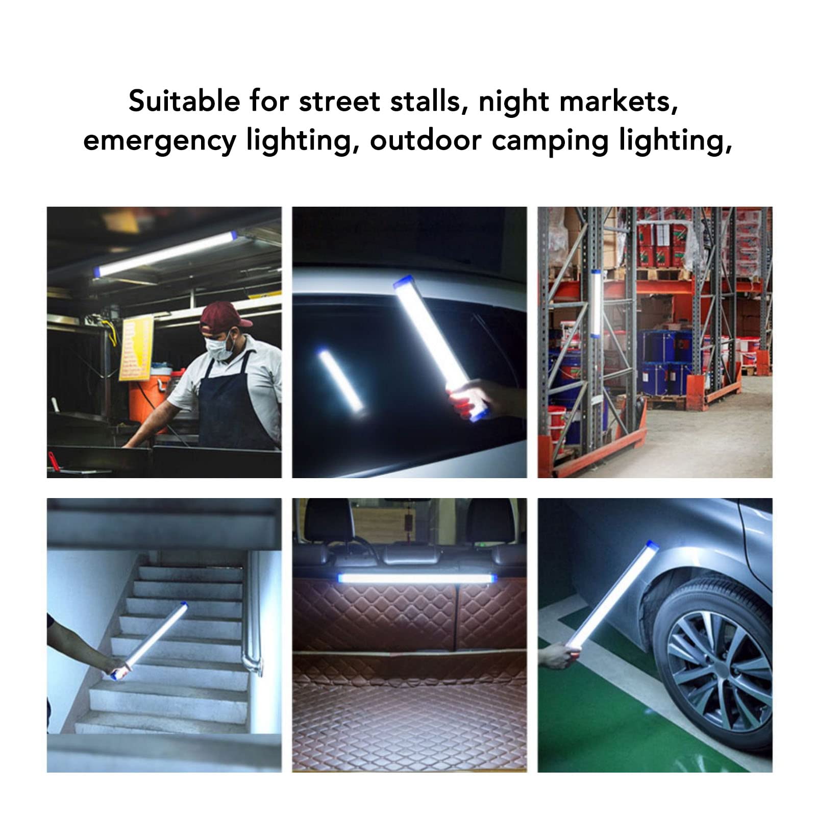 LED Emergency Light Tube, Energy Saving Lamp Beads USB Charging Induction Lamp for Night Market Stall Stairs