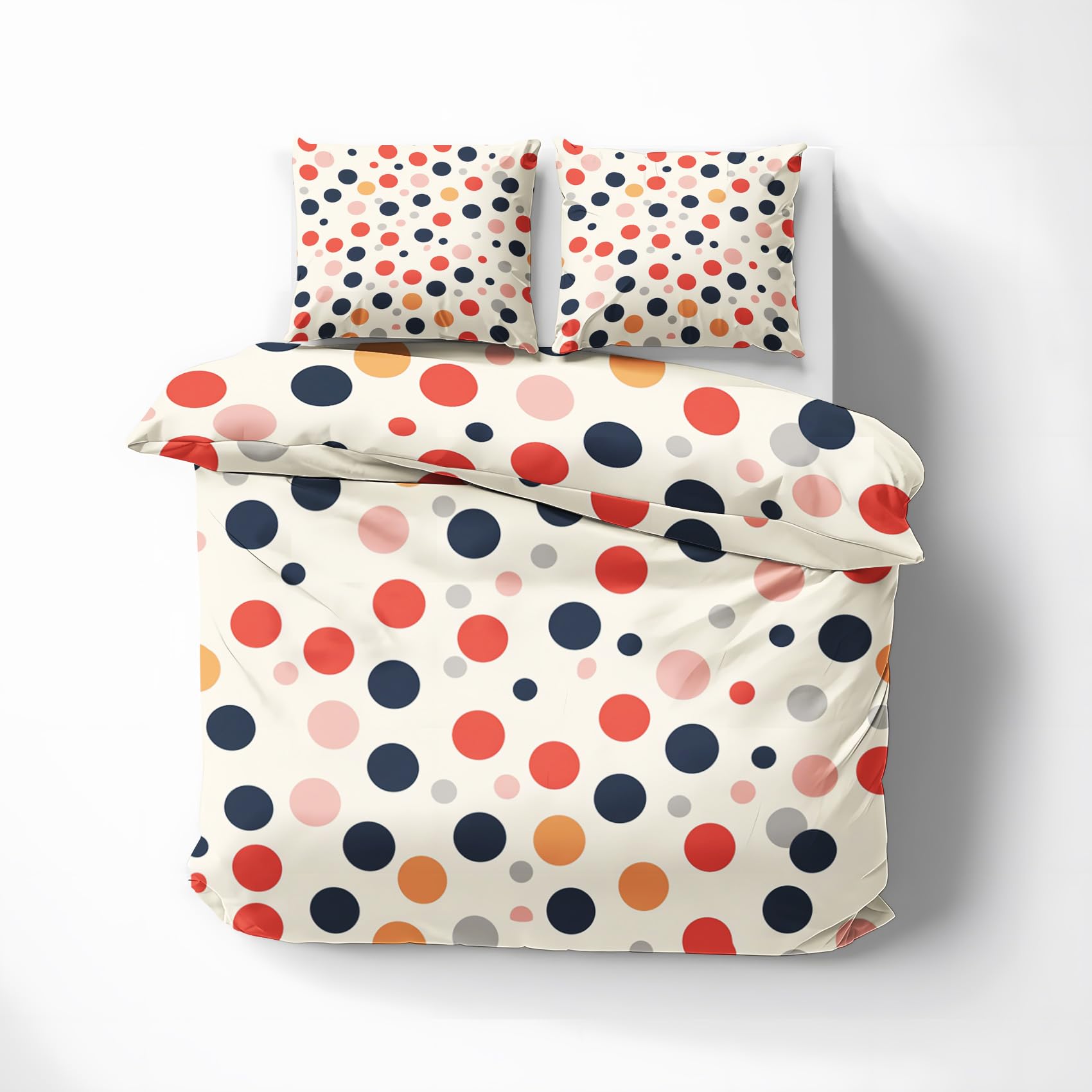 Quzepzarl Polka Dot Duvet Cover Queen Size, Colorful Circle Bedding Set 3 Pieces with Zipper Closure, Modern Art Comforter Cover Soft Microfiber 1 Duvet Cover 90" x 90" and 2 Pillow Shams