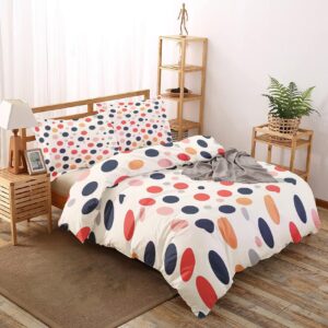 Quzepzarl Polka Dot Duvet Cover Queen Size, Colorful Circle Bedding Set 3 Pieces with Zipper Closure, Modern Art Comforter Cover Soft Microfiber 1 Duvet Cover 90" x 90" and 2 Pillow Shams