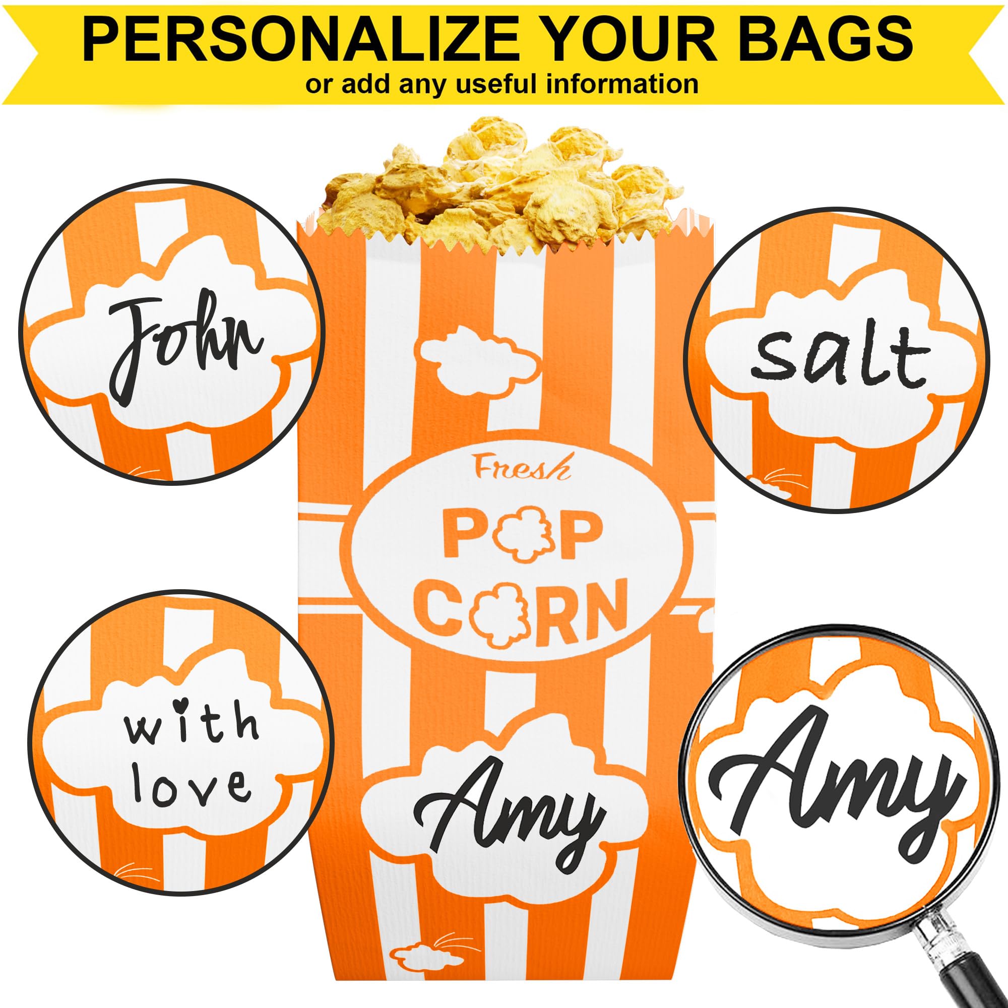 [100-pcs] 1 oz Orange Popcorn Bags + [100-pcs] 1 oz Black Paper Popcorn Bags - Customizable - Bundle