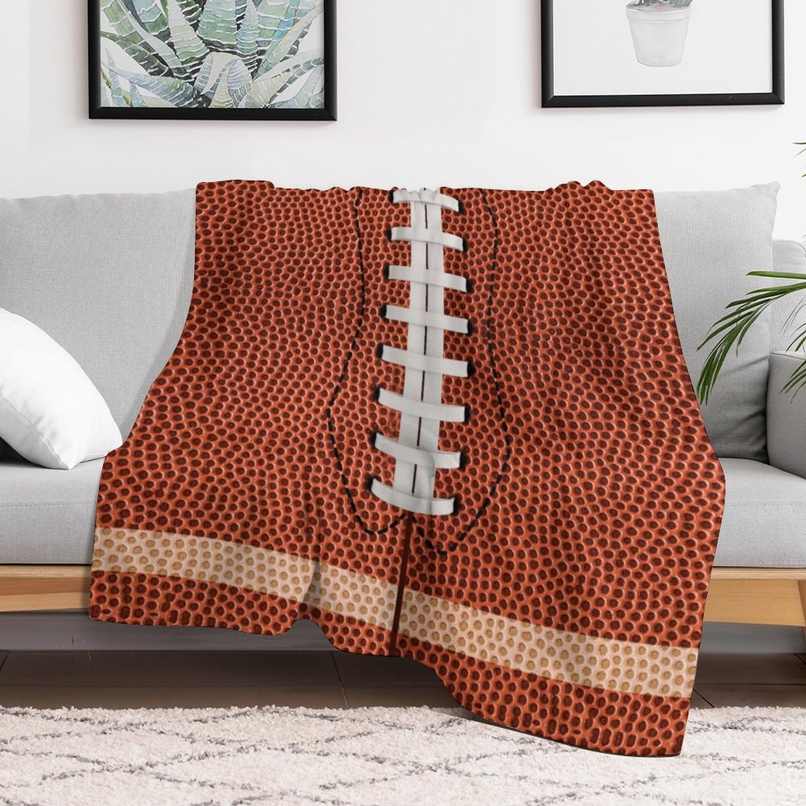 Football Throw Blanket - Soft Flannel Sports Football Blankets for Girls Boys Kids Football Lovers - Warm Rugby Throw Blankets for All Season Lap, Chair, Sofa - 50"x40"