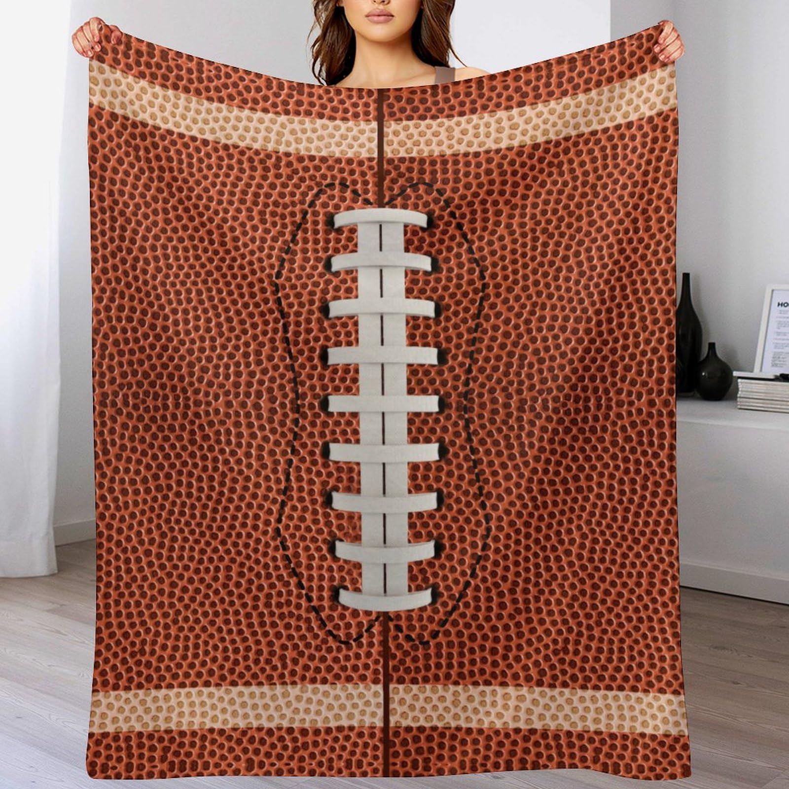 Football Throw Blanket - Soft Flannel Sports Football Blankets for Girls Boys Kids Football Lovers - Warm Rugby Throw Blankets for All Season Lap, Chair, Sofa - 50"x40"