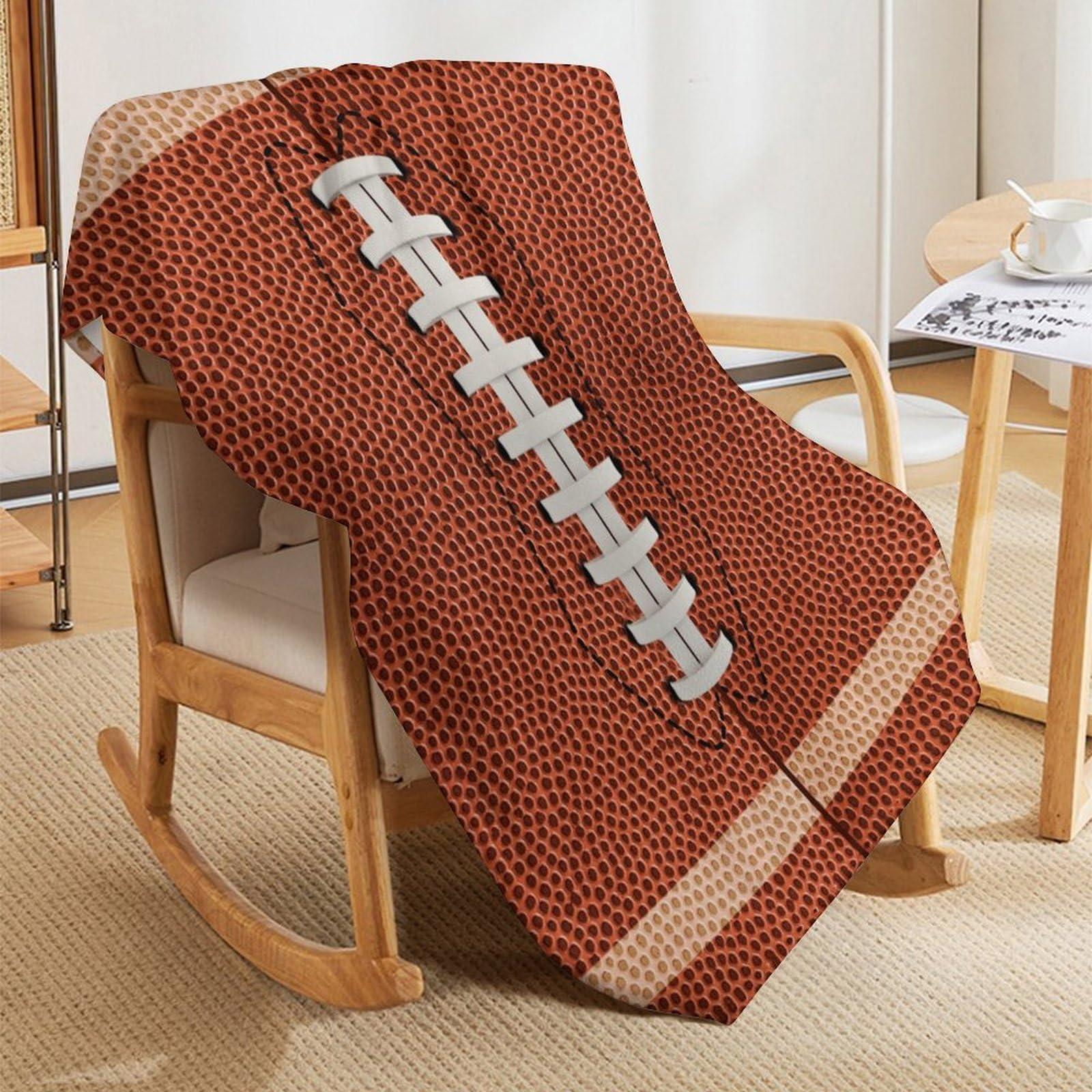 Football Throw Blanket - Soft Flannel Sports Football Blankets for Girls Boys Kids Football Lovers - Warm Rugby Throw Blankets for All Season Lap, Chair, Sofa - 50"x40"