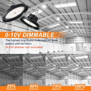 480V UFO LED High Bay Light 150W 120W 100W Adjustable, 5000K Daylight High Bay LED Shop Lights (500W MH/HPS Equiv.), 0-10V Dimmable Commercial Bay Lighting for Warehouse Factory, IP65 AC 277-480V