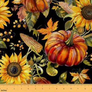 feelyou fall pumpkin fabric by the yard kids 2 yard happy fall y'all waterproof outdoor fabric for boys girls decor thanksgiving decor upholstery fabric for chairs sunflower reupholstery fabric decor