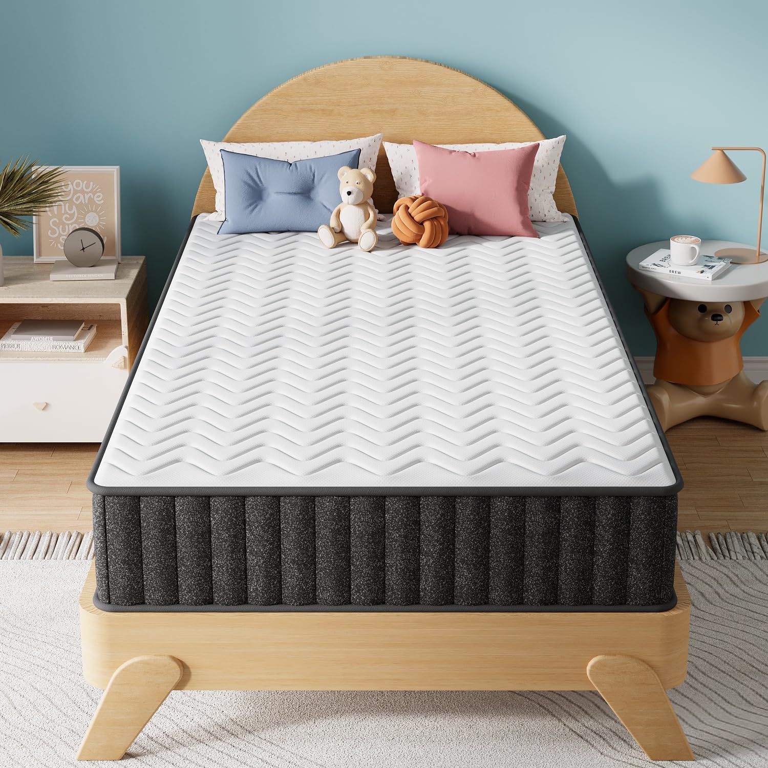 pengucool 12 Inch Mattress Twin XL, Memory Foam Mattress in a Box, Cooling Charcoal Medium Firm Mattresses for Back Pain Relief, CertiPUR-US, Fiberglass Free & Support Comfort