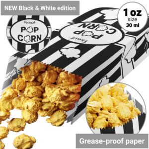 [100-pcs] 1 oz Orange Popcorn Bags + [100-pcs] 1 oz Black Paper Popcorn Bags - Customizable - Bundle