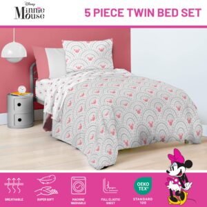 Jay Franco Disney Minnie Mouse Twin Comforter Set - 5 Piece Bedding Includes Sheet Set & Pillow Covers - Super Soft Cozy Pink Mandala Bedding