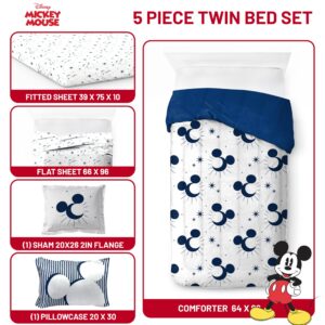 Jay Franco Disney Mickey Mouse Twin Comforter Set - 5 Piece Bedding Includes Sheet Set & Pillow Covers - Super Soft Cozy Celestial Bedding