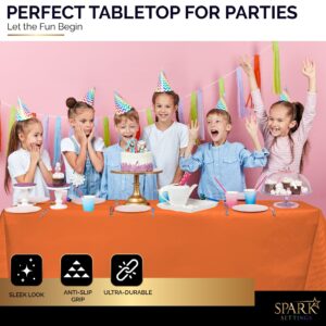 Amcrate Rectangular Plastic Black Orange Reusable Tablecloth Cover Pack of 2 - Ideal for Halloween Party, Weddings, Party’s, Birthdays, Dinners, Lunch’s, Or for Any Tableware Use, (54" x 108")