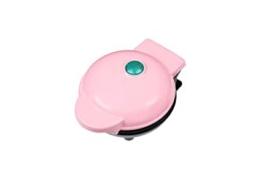 mini waffle maker, 3 colors - teal, pink, red, compact breakfast sandwich maker (粉色)