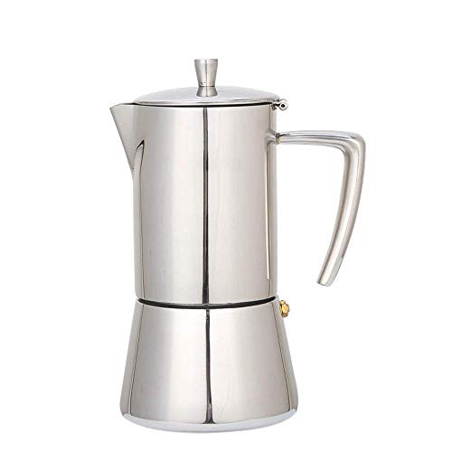 VBNCUUIOPO 300ML 6-cup Stainless Steel Stovetop Moka Espresso Maker Percolator Moka Pot Wide Bottom Home Hand Coffee Tea Pot Kettle for Gas Electric and Ceramic Stovetops Tea making