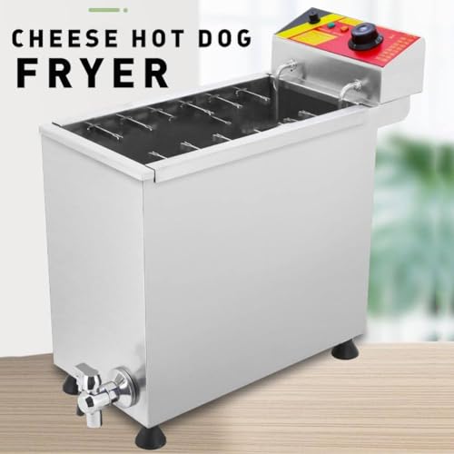 YXCUSAM Commercial Electric Fryer, 25L Cheese Hot Dog Stick Machine Sausage Grill Stove, 3000W Sausage Frying Equipment,for Kitchen