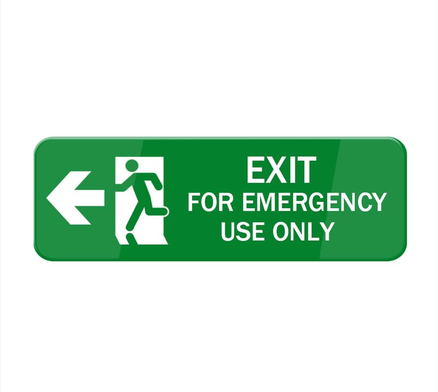 FZQDMT Exit For Emergency Use Only Sign For House, Strong Self-Adhesive Signs For Home, 10” X 3” Premium Durable Acrylic Sign For Door/Wall/Window