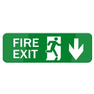 FZQDMT Fire Exit Sign For House (With Strong Adhesive Tape), 3" X 10" Premium Durable For Home & Office,Acrylic Signs For Front Door/Wall/Window, Clear And Easy To Read