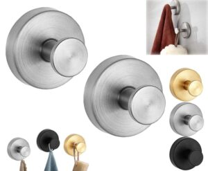 warspot suction cup hooks for shower, strong suction cup hooks, no drill stainless steel vacuum suction cup hooks for shower, mirror, bathroom, hanging towels, suction cup hooks (2, silver)